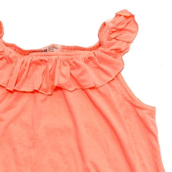 H&m Neon Orange Ruffle Off Shoulder Tank Top - Picture 4 of 5